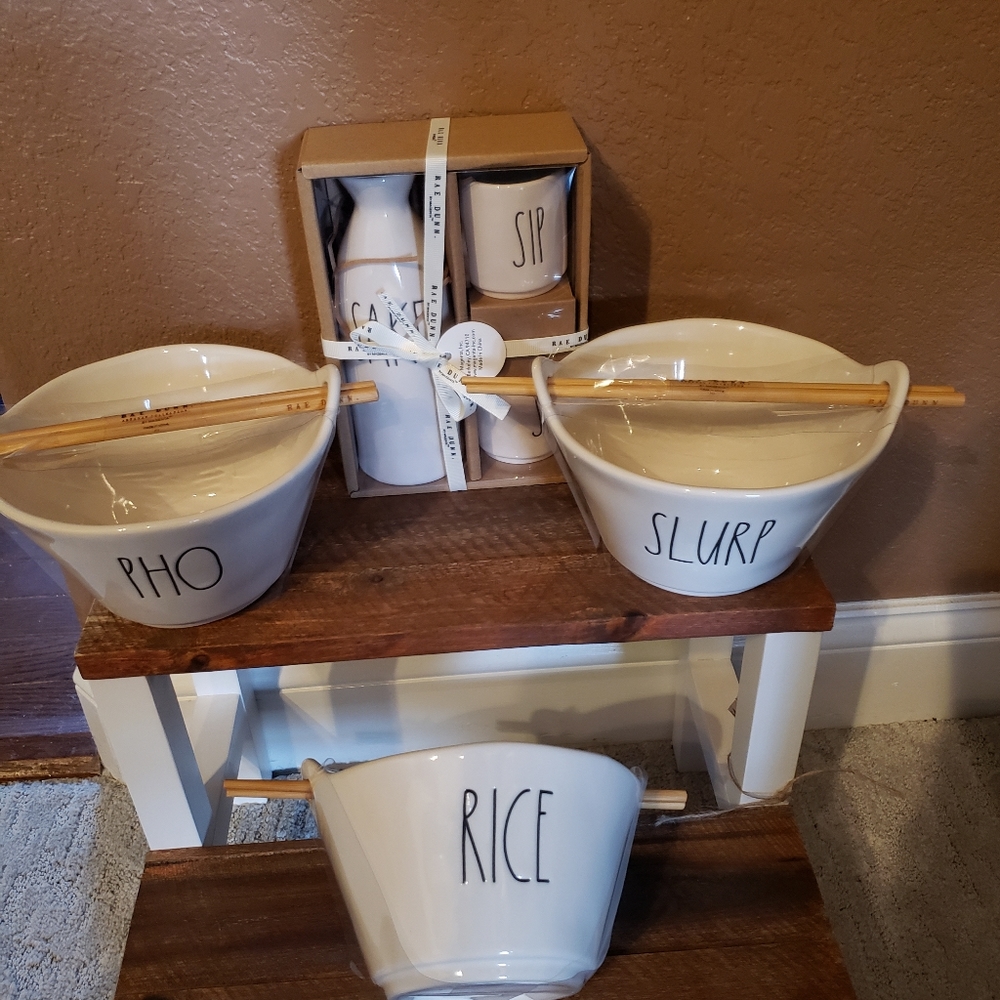 Rae Dunn PHO, SLURP, RICE BOWLS/ SAKE & SIP SET